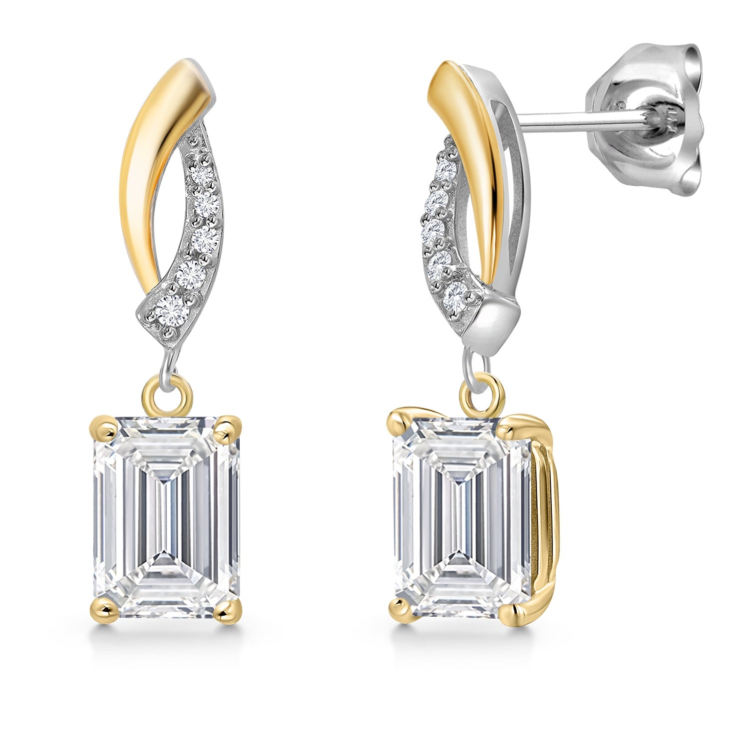 Earrings in 925 Sterling Silver and 10K Yellow Gold