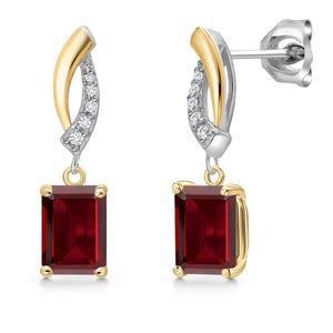 Garnet - January_Earrings in 925 Sterling Silver and 10K Yellow Gold