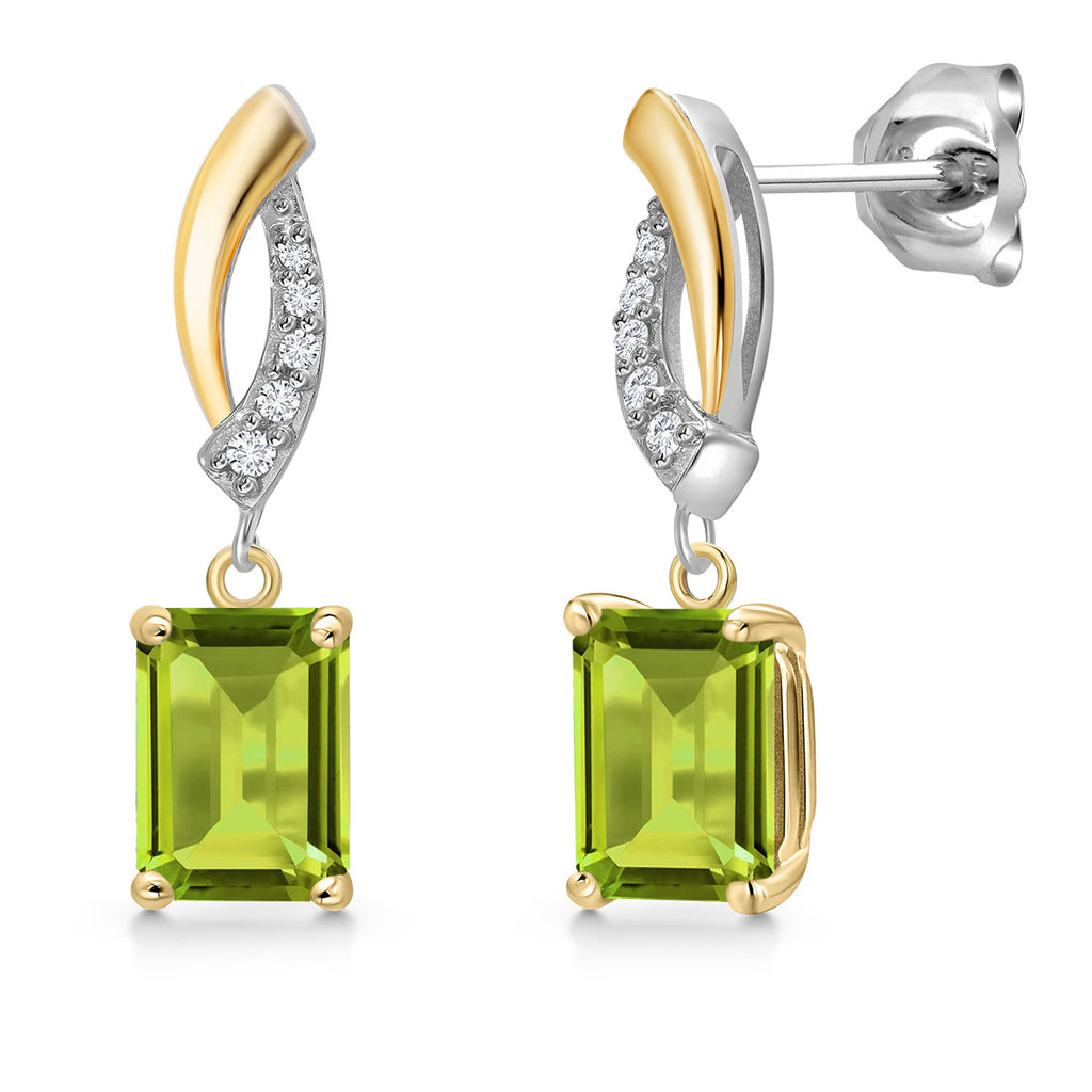 Peridot - August_Earrings in 925 Sterling Silver and 10K Yellow Gold