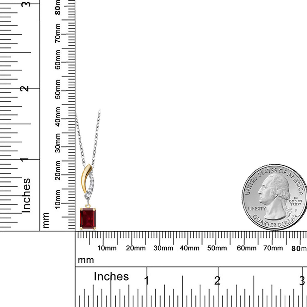 Garnet - January_Pendant in 925 Sterling Silver and 10K Yellow Gold