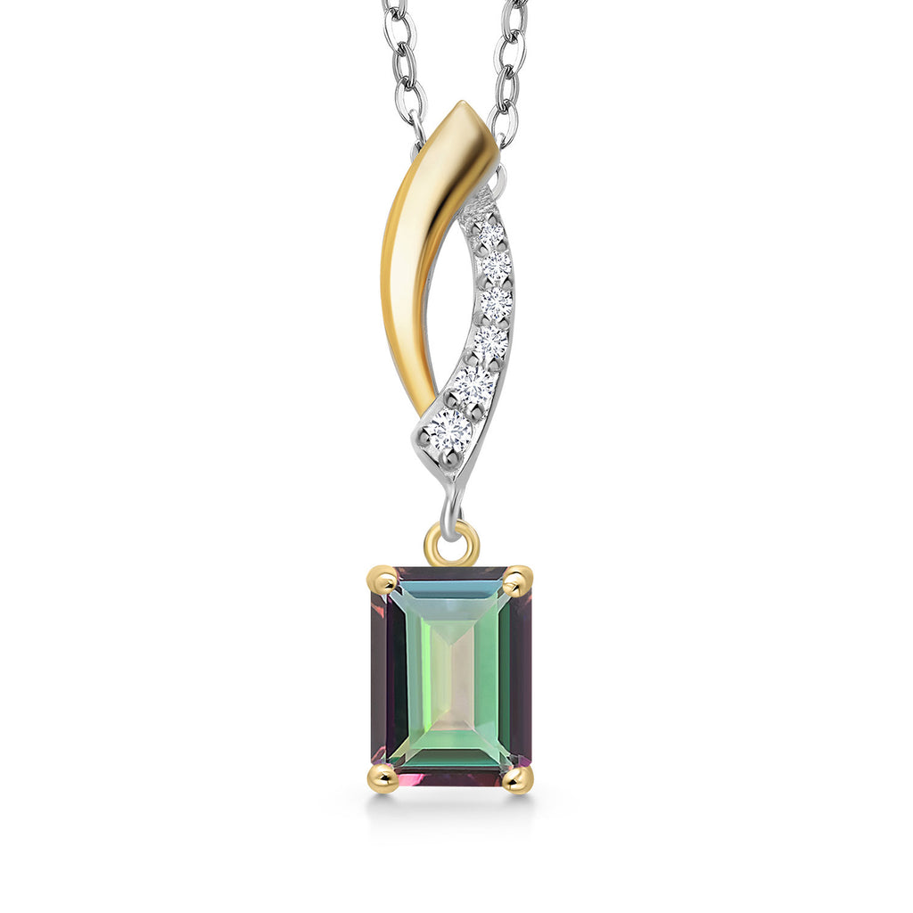 Green Mystic Topaz_Pendant in 925 Sterling Silver and 10K Yellow Gold