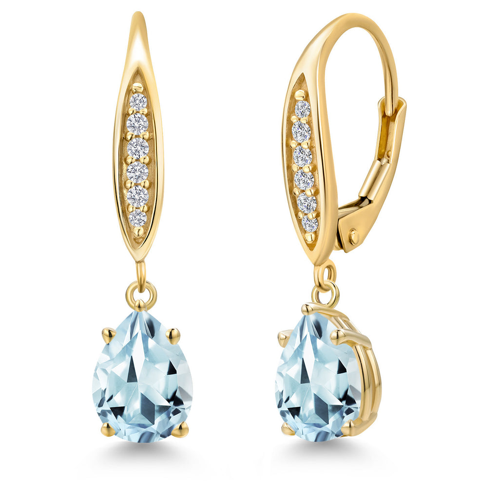 Aquamarine - March_Earrings in 10K Yellow Gold