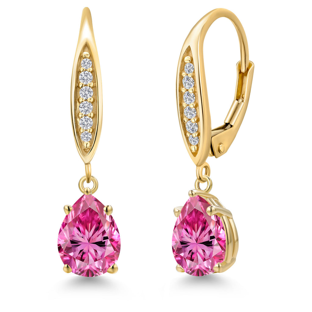 Pink Moissanite - April_Earrings in 10K Yellow Gold