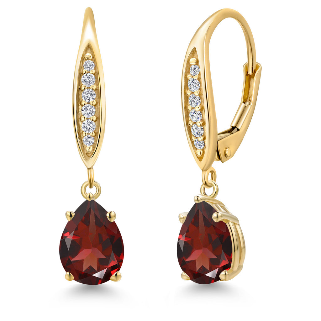 Garnet - January_Earrings in 10K Yellow Gold