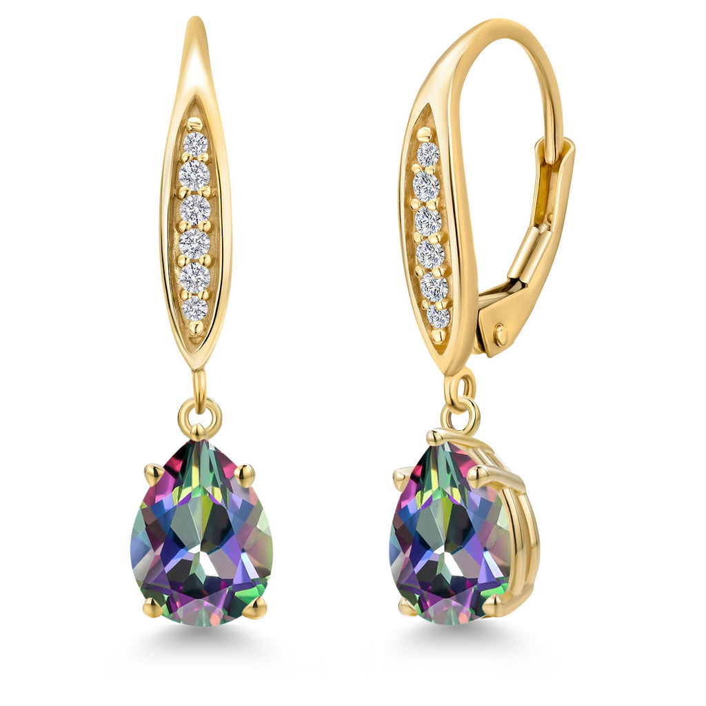 Green Mystic Topaz_Earrings in 10K Yellow Gold