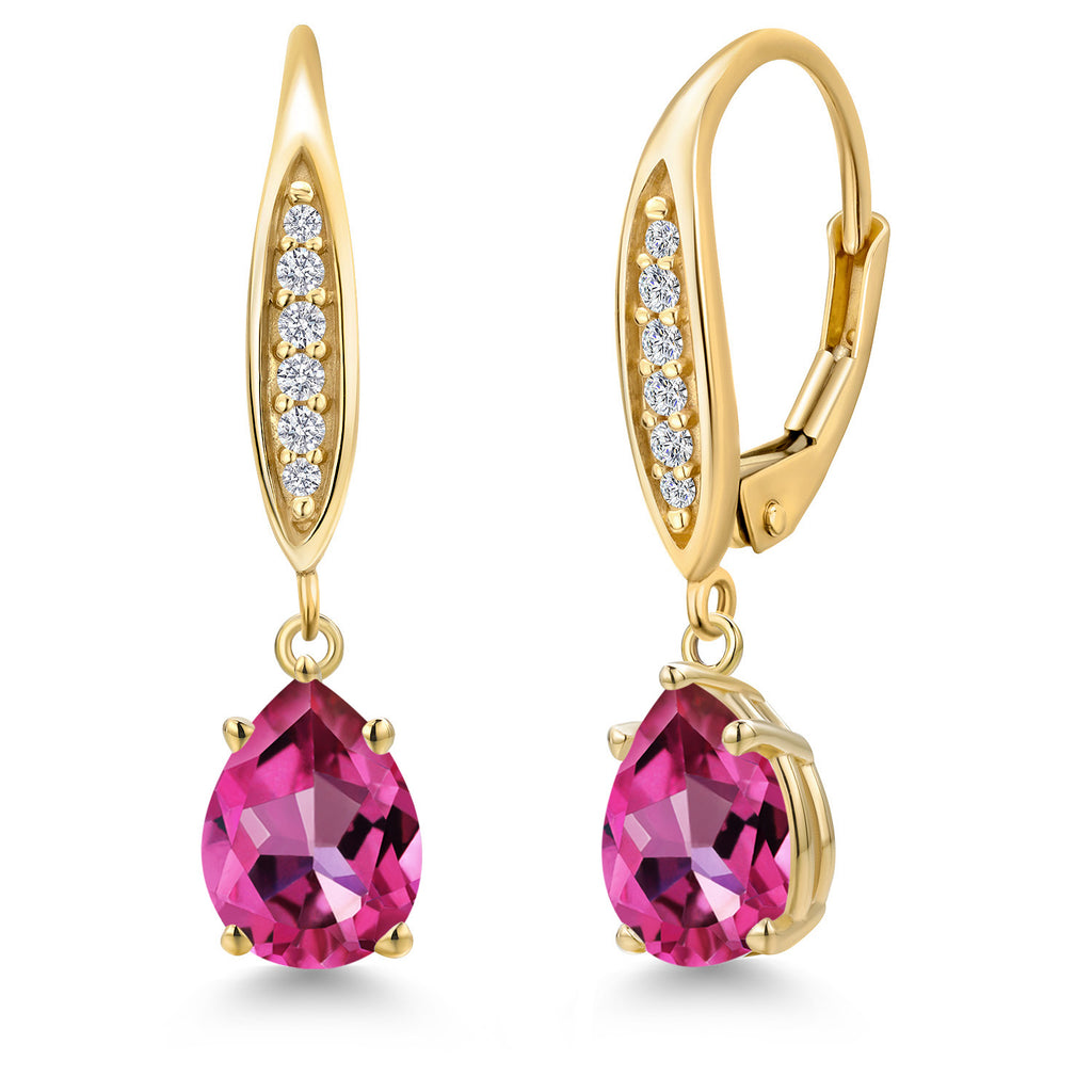 Pure Pink Mystic Topaz_Earrings in 10K Yellow Gold