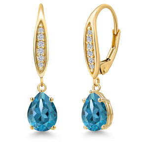 London Blue Topaz - November_Earrings in 10K Yellow Gold