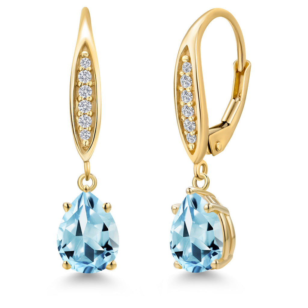 Sky Blue Topaz - November_Earrings in 10K Yellow Gold
