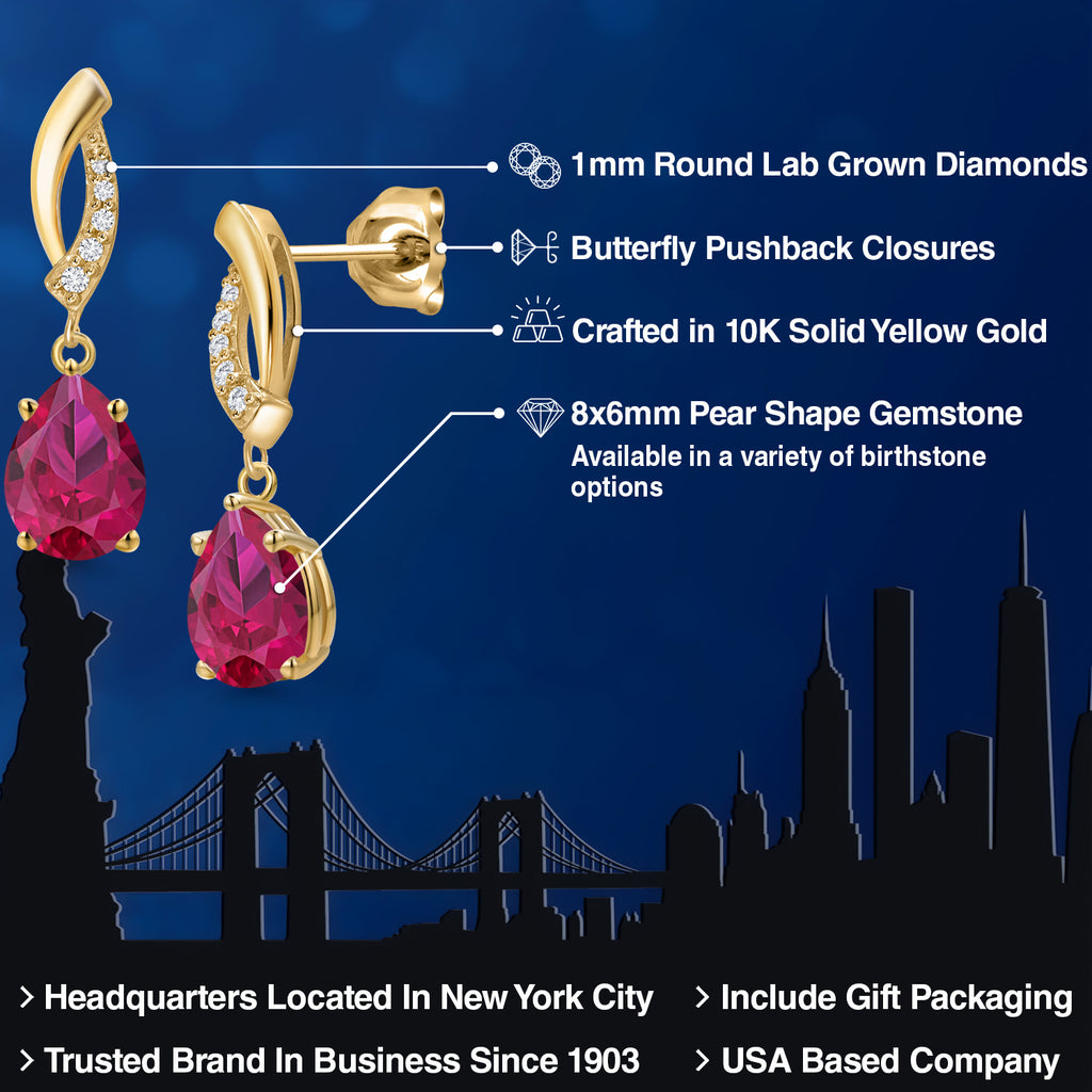 Created Ruby - July_Earrings in 10K Yellow Gold