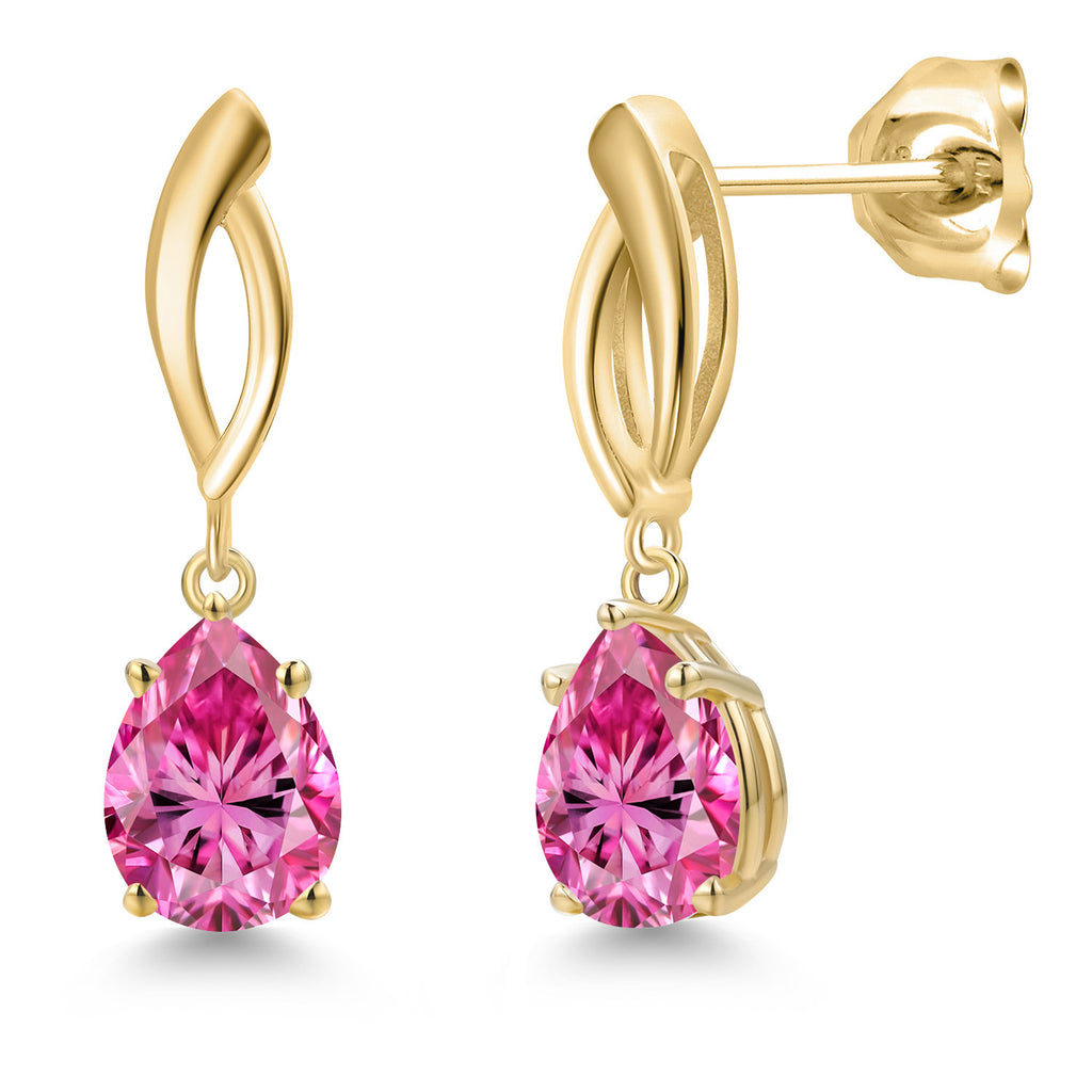Pink Moissanite - April_Earrings in 10K Yellow Gold