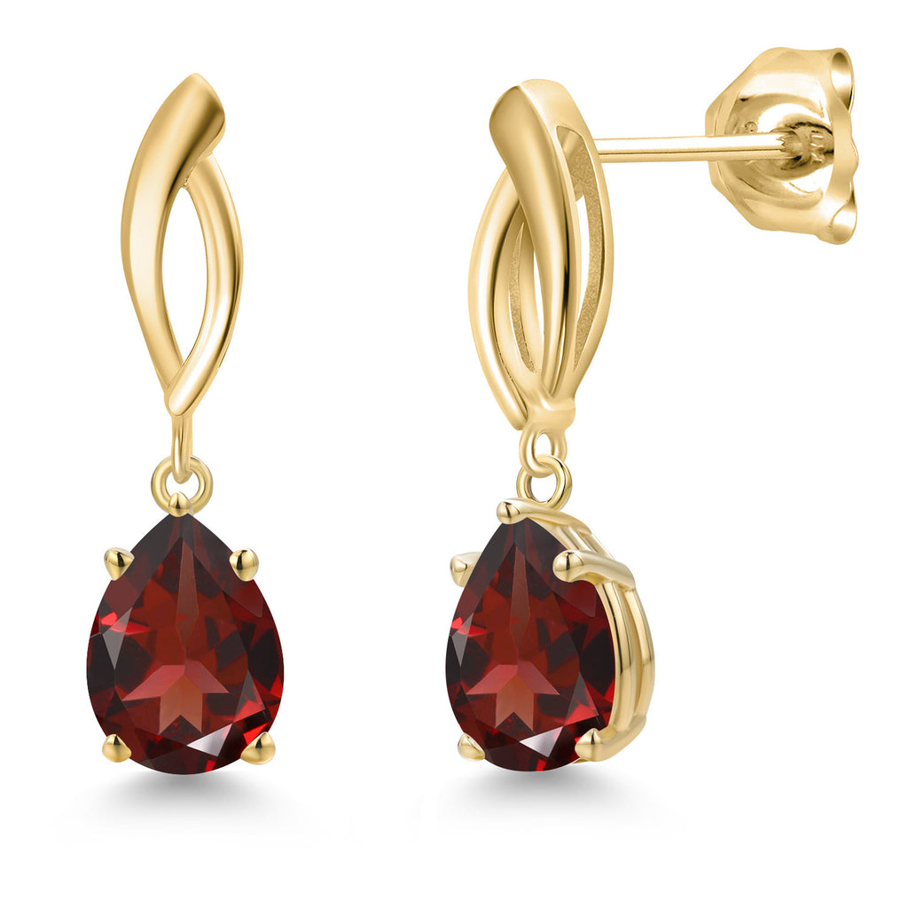 Garnet - January_Earrings in 10K Yellow Gold