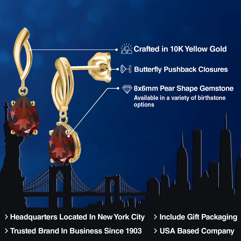 Garnet - January_Earrings in 10K Yellow Gold
