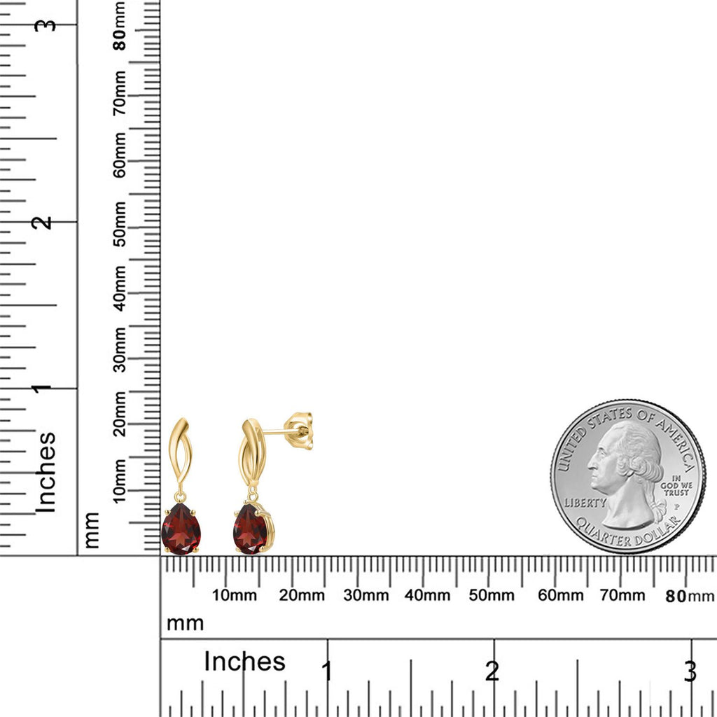 Garnet - January_Earrings in 10K Yellow Gold