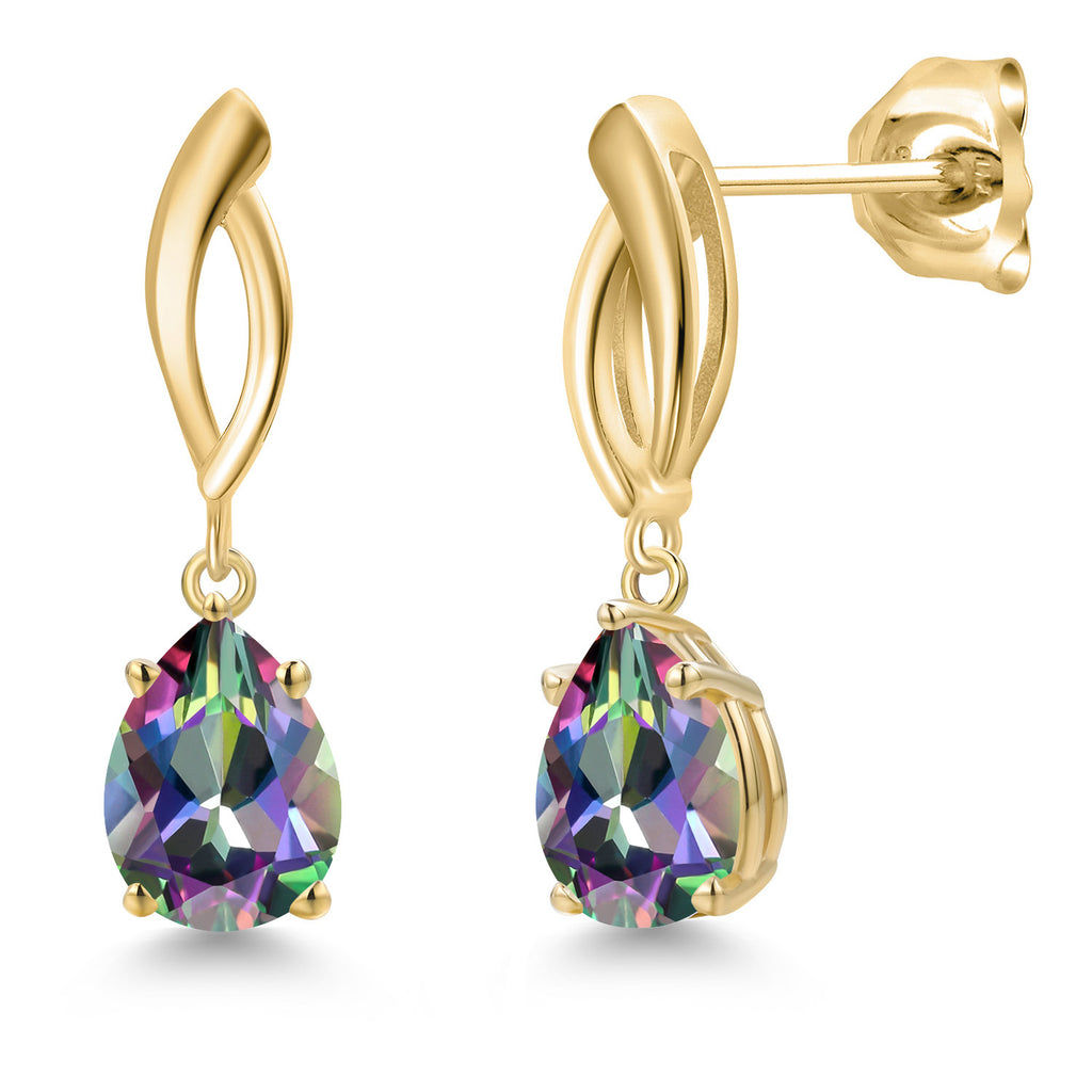 Green Mystic Topaz_Earrings in 10K Yellow Gold