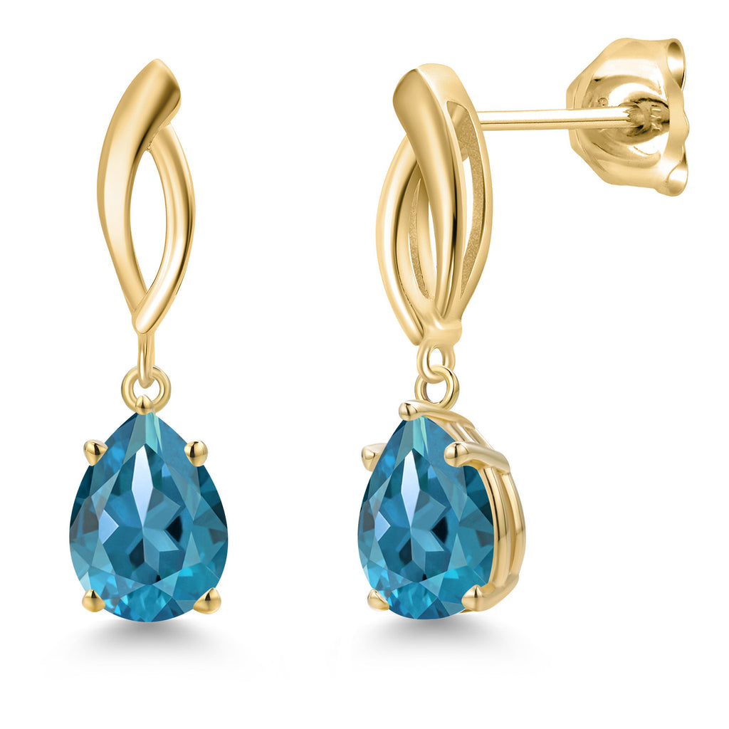 London Blue Topaz - November_Earrings in 10K Yellow Gold