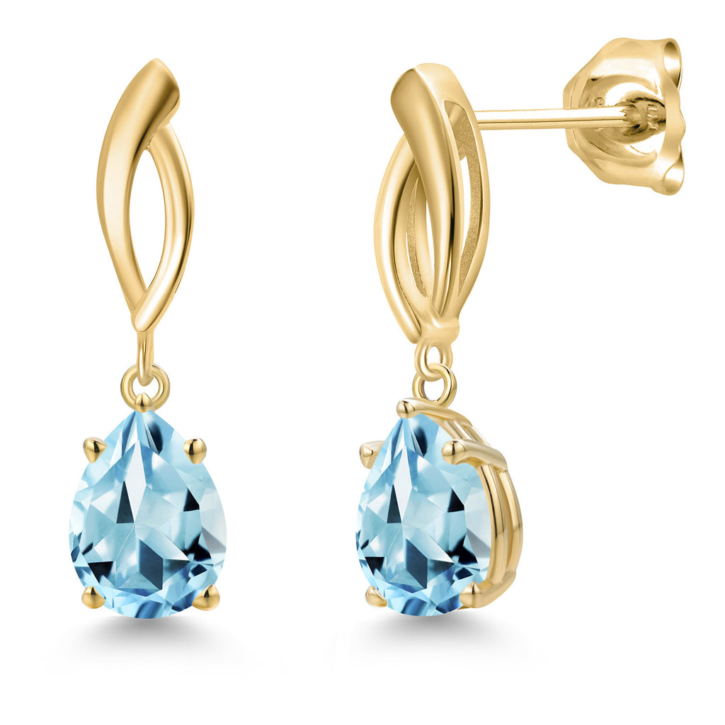 Sky Blue Topaz - November_Earrings in 10K Yellow Gold