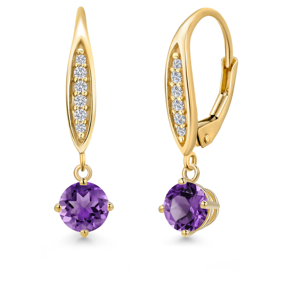 Amethyst - February_Earrings in 10K Yellow Gold