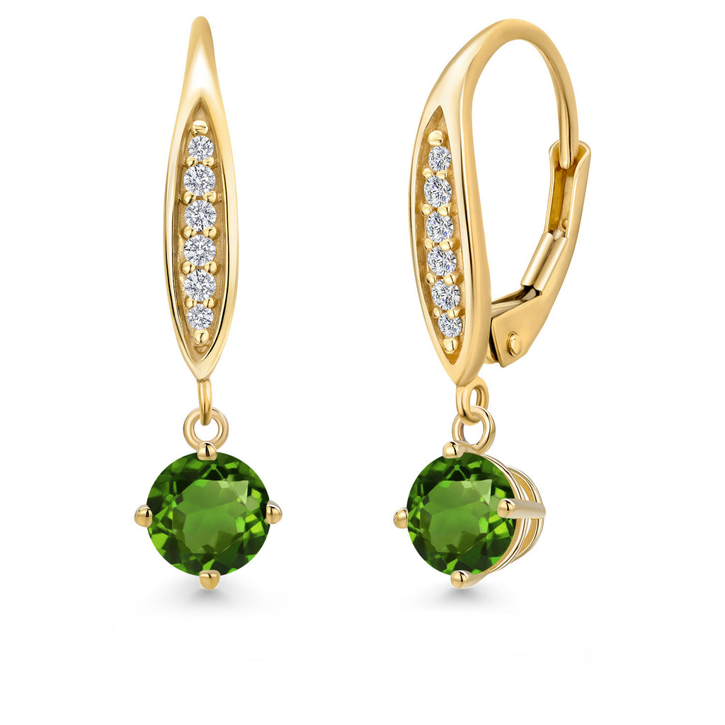 Chrome Diopside_Earrings in 10K Yellow Gold