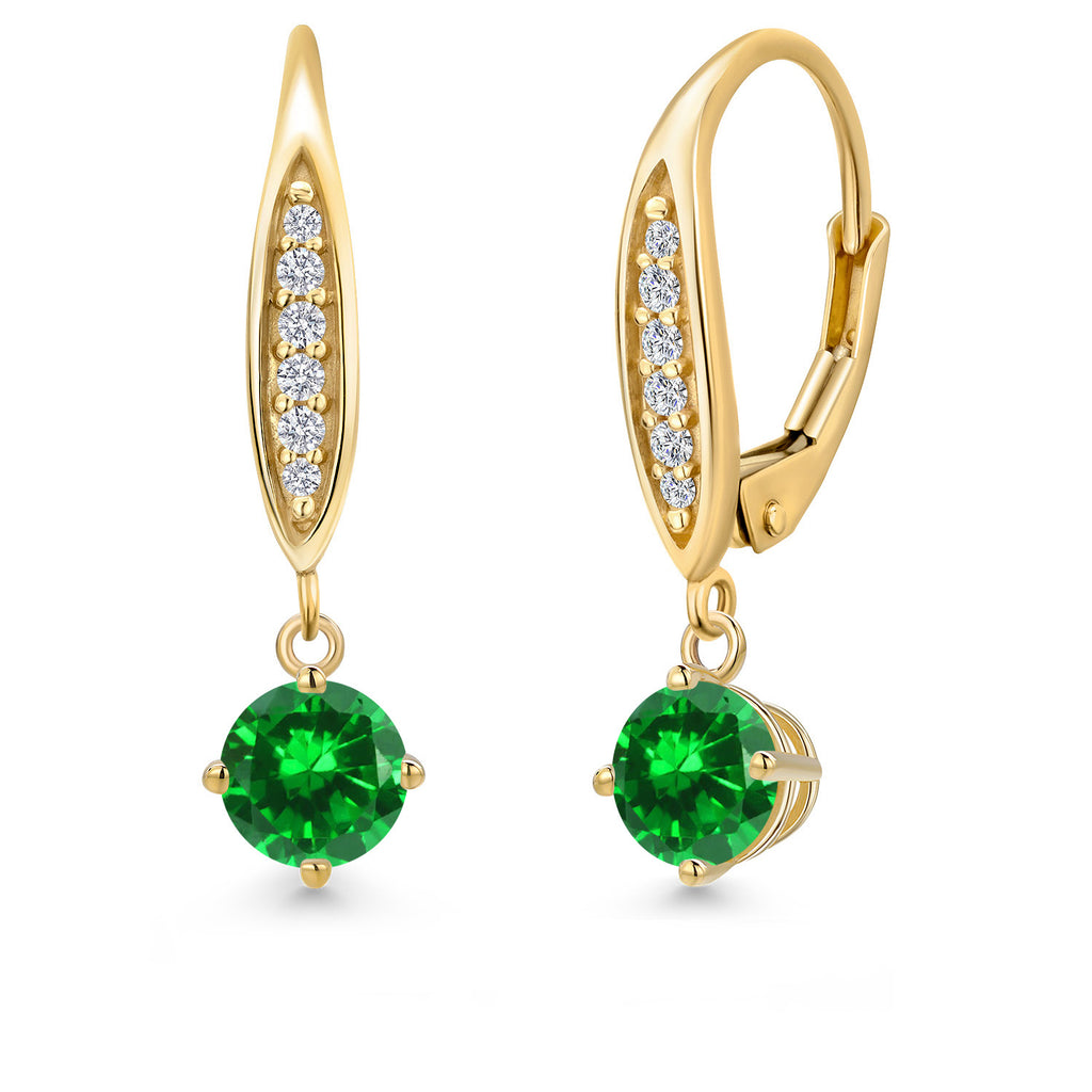 Created Emerald - May_Earrings in 10K Yellow Gold