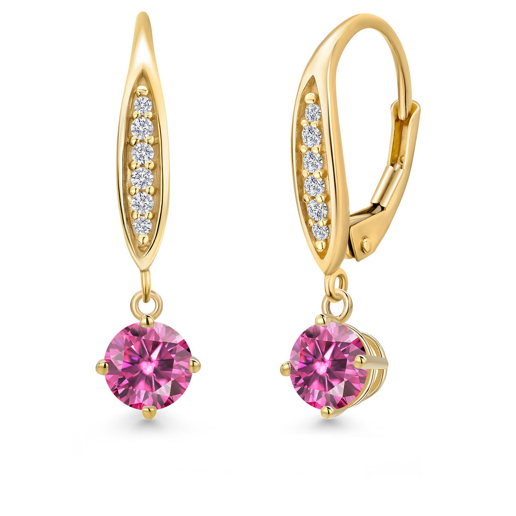 Pink Moissanite - April_Earrings in 10K Yellow Gold