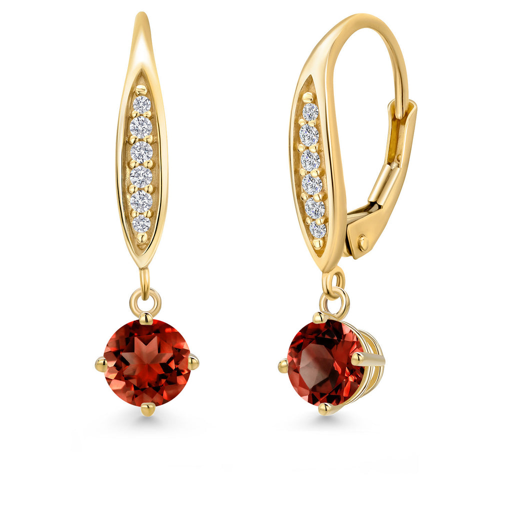 Garnet - January_Earrings in 10K Yellow Gold