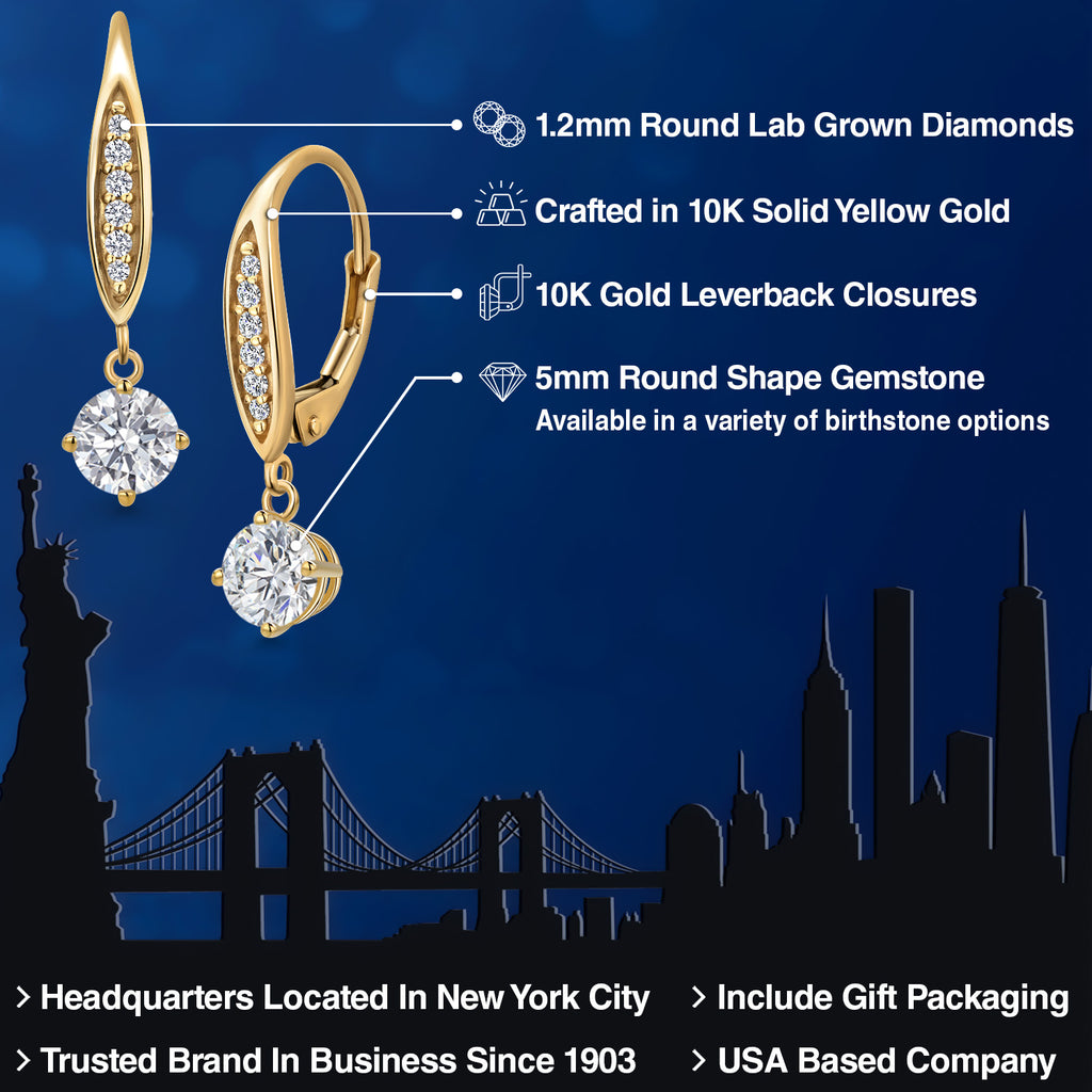 White Lab Grown Diamond - April_Earrings in 10K Yellow Gold