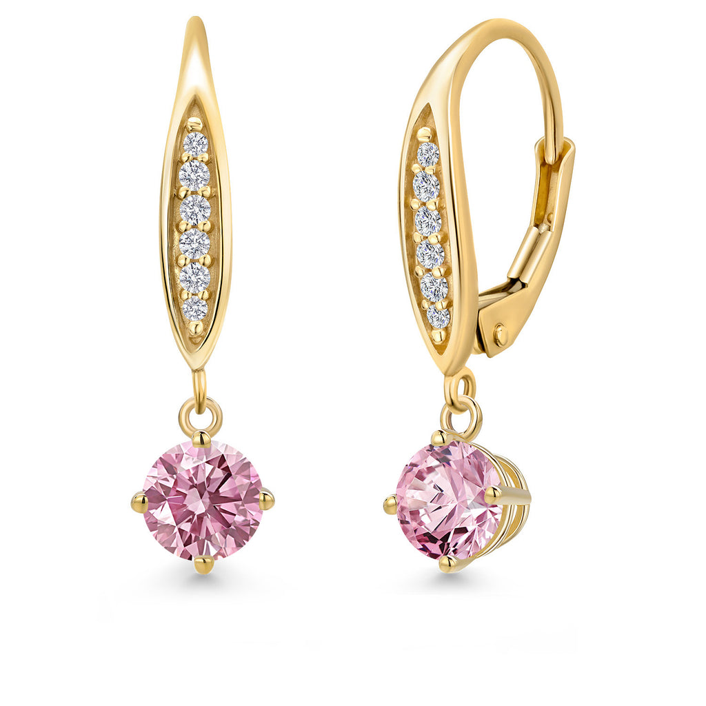 Pink Lab Grown Diamond - April_Earrings in 10K Yellow Gold