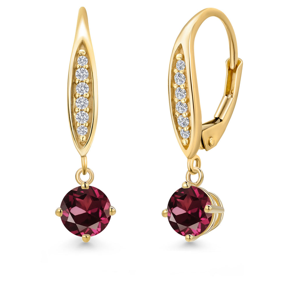 Rhodolite Garnet_Earrings in 10K Yellow Gold