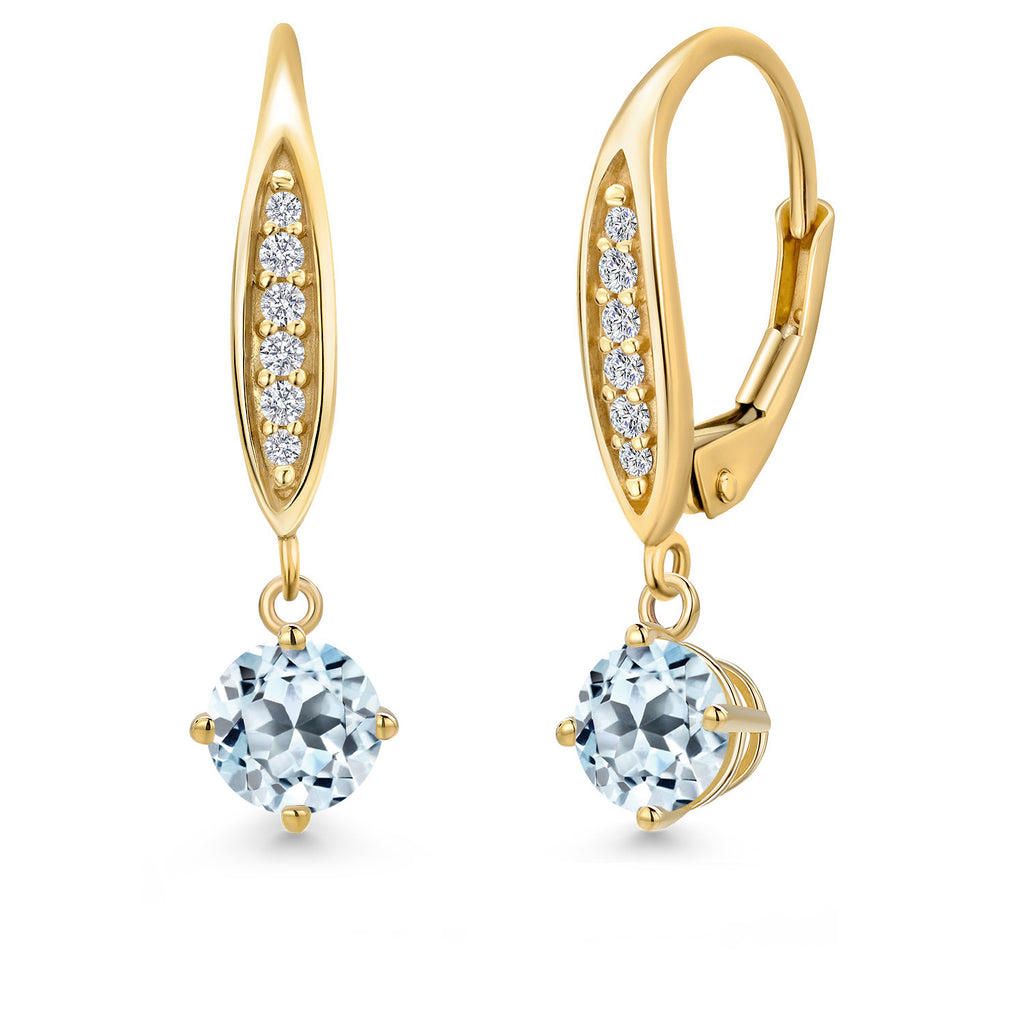 Sky Blue Topaz - November_Earrings in 10K Yellow Gold