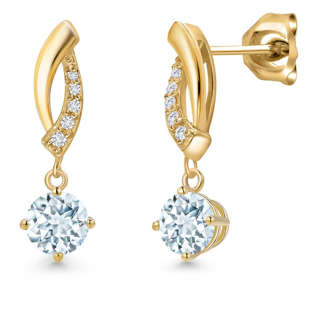 Aquamarine - March_Earrings in 10K Yellow Gold