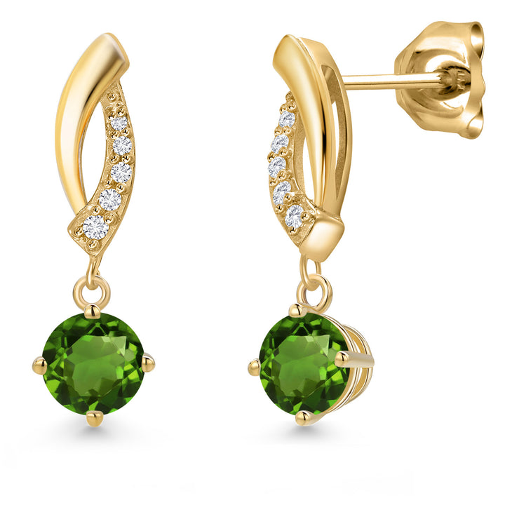 Chrome Diopside_Earrings in 10K Yellow Gold