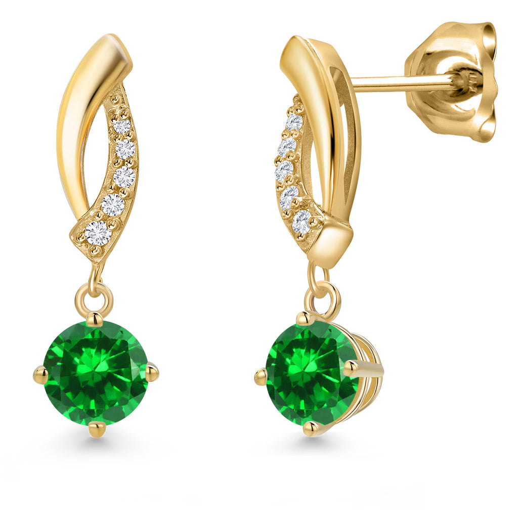 Created Emerald - May_Earrings in 10K Yellow Gold