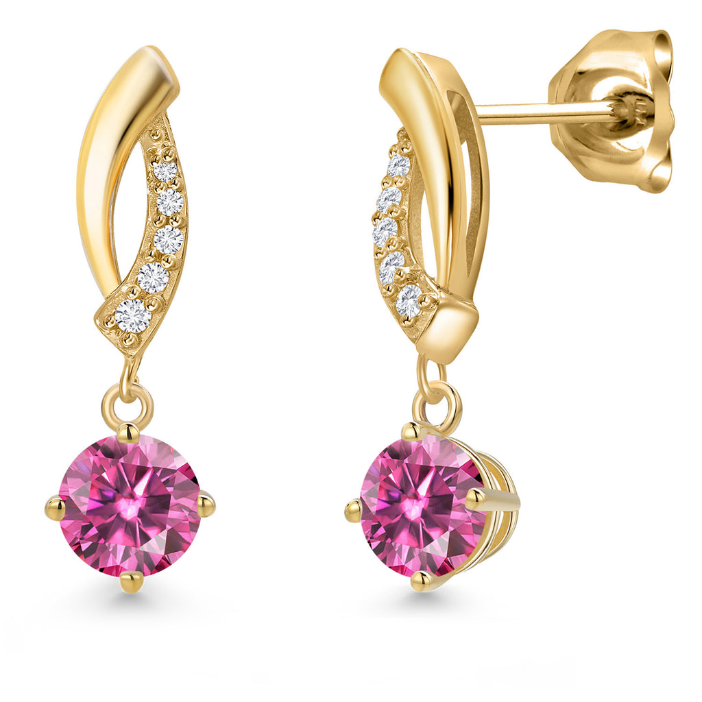 Pink Moissanite - April_Earrings in 10K Yellow Gold