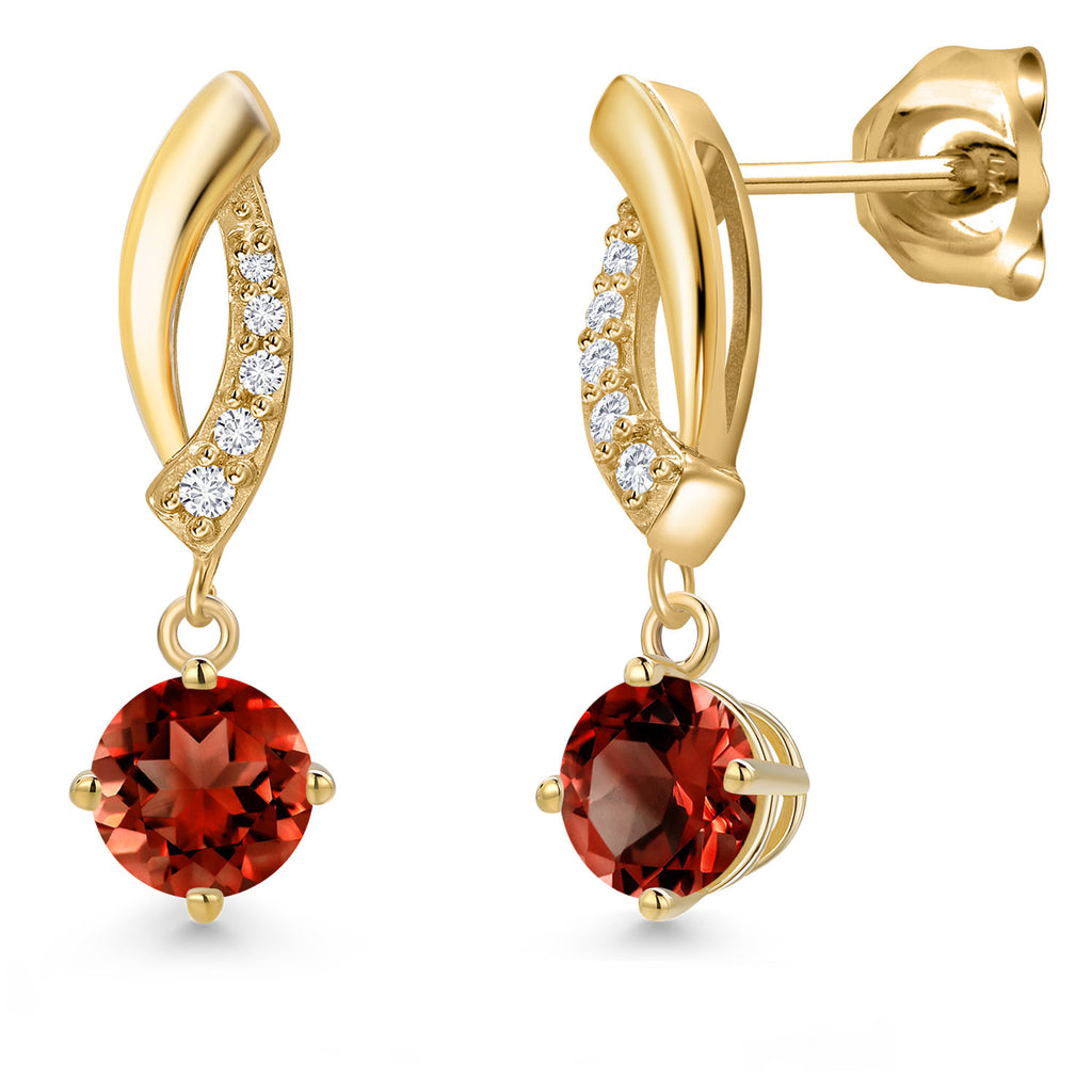 Garnet - January_Earrings in 10K Yellow Gold