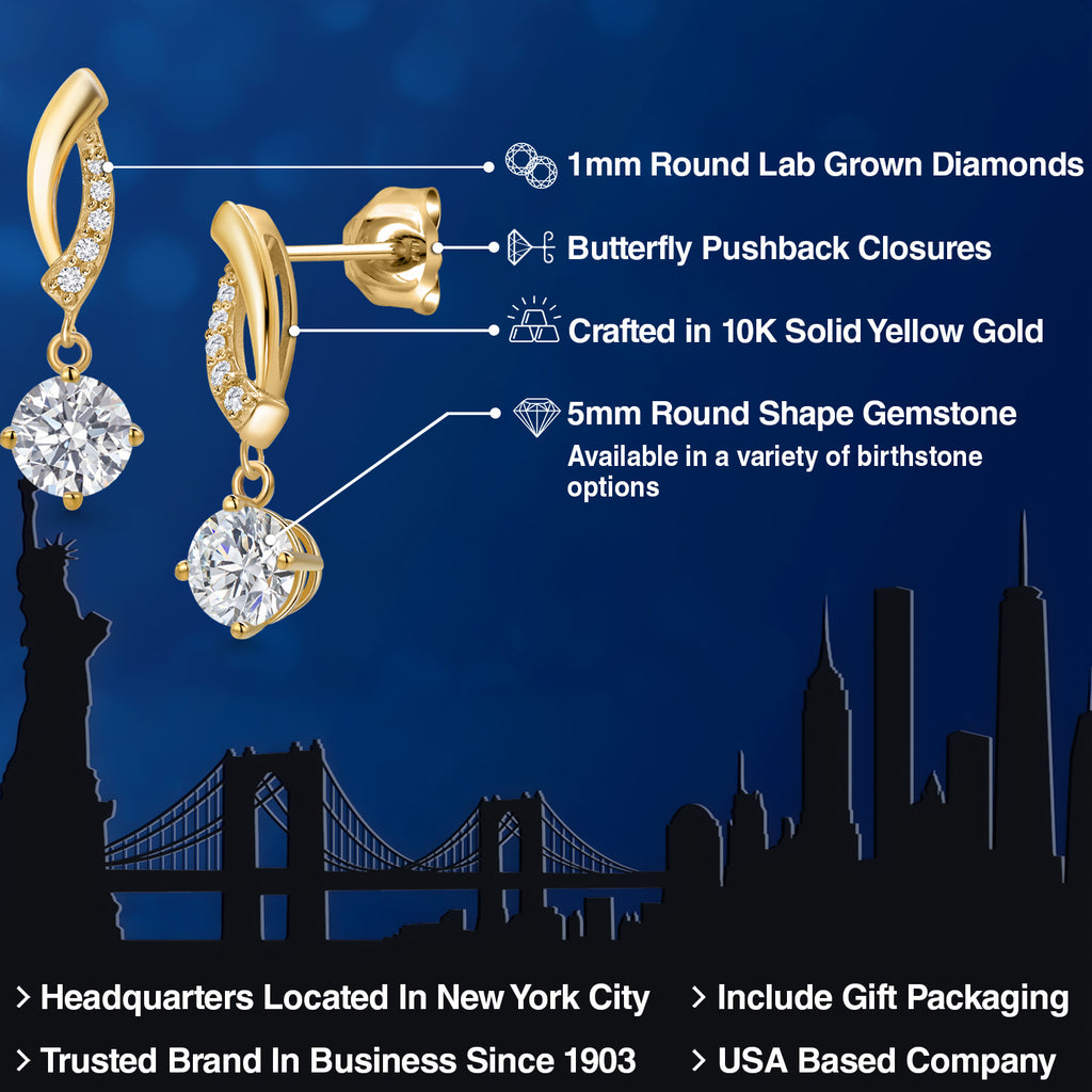 White Lab Grown Diamond - April_Earrings in 10K Yellow Gold