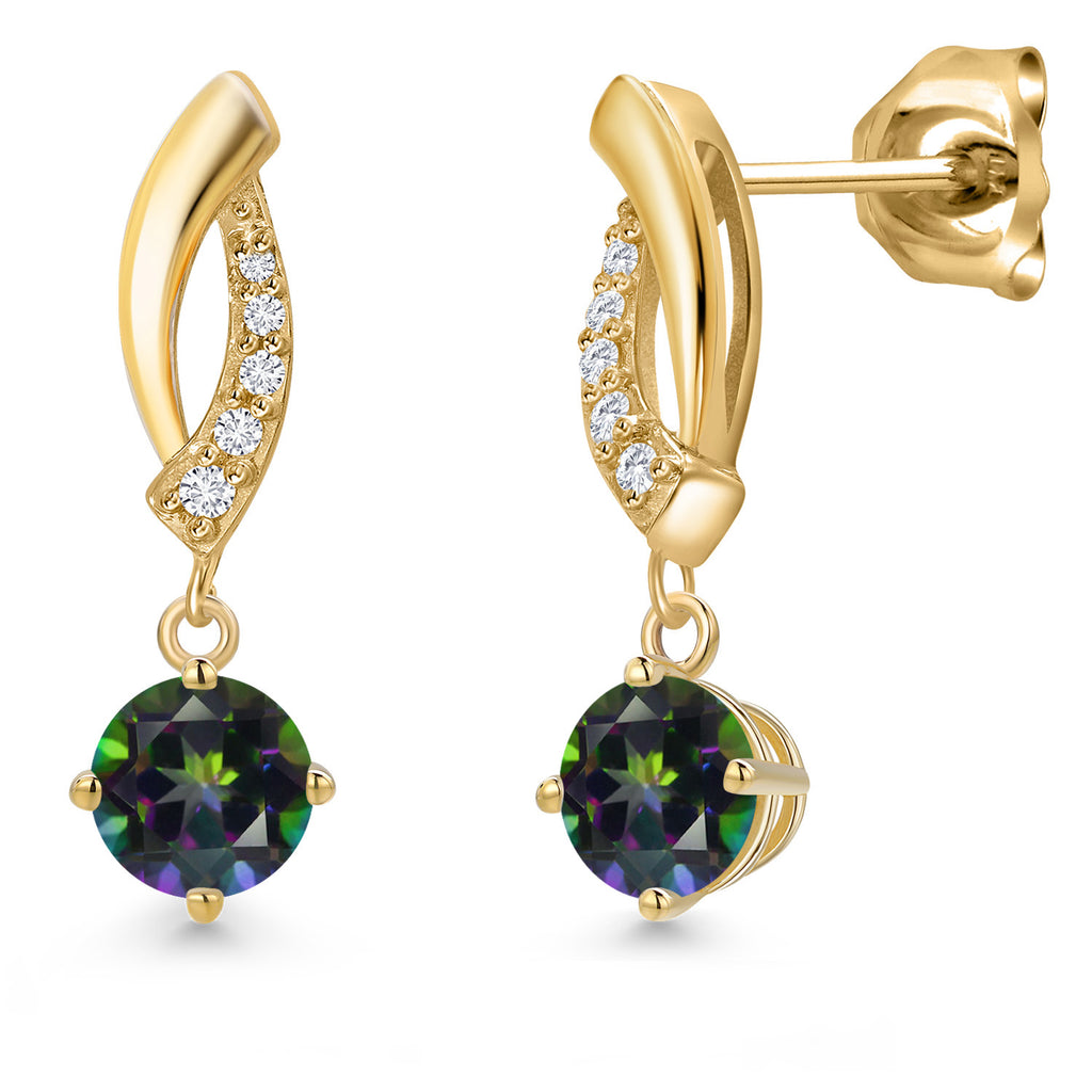 Green Mystic Topaz_Earrings in 10K Yellow Gold