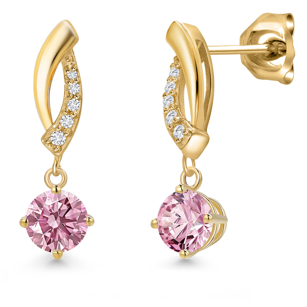 Pink Lab Grown Diamond - April_Earrings in 10K Yellow Gold