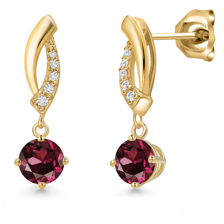 Rhodolite Garnet_Earrings in 10K Yellow Gold