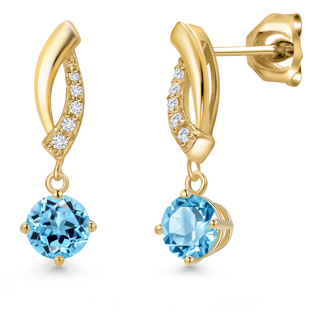 Swiss Blue Topaz - November_Earrings in 10K Yellow Gold