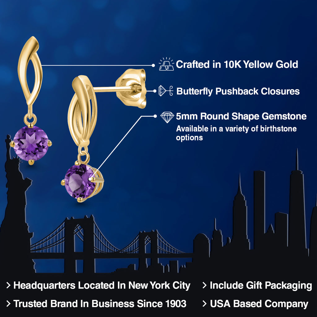 Amethyst - February_Earrings in 10K Yellow Gold
