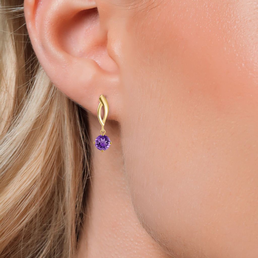 Amethyst - February_Earrings in 10K Yellow Gold
