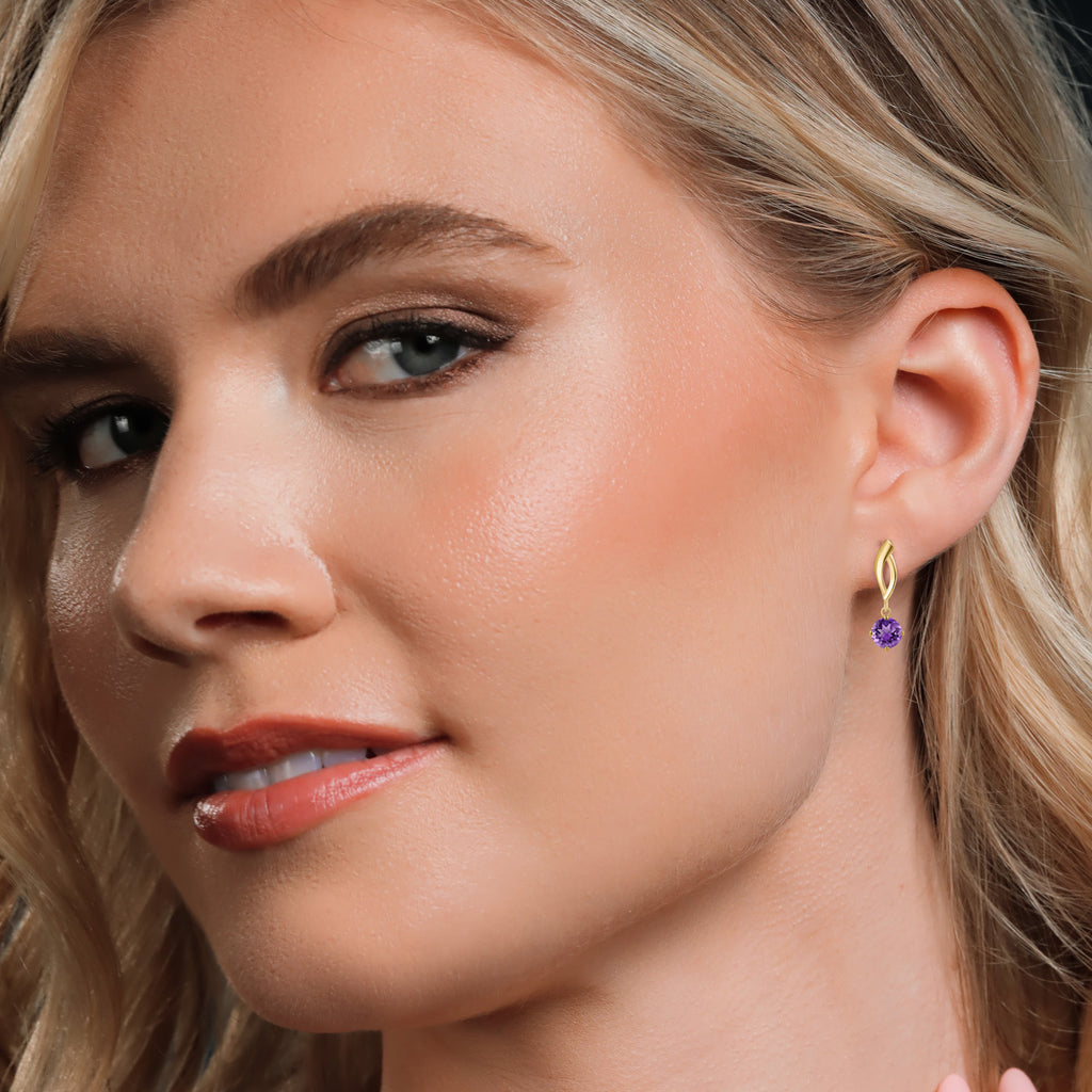 Amethyst - February_Earrings in 10K Yellow Gold