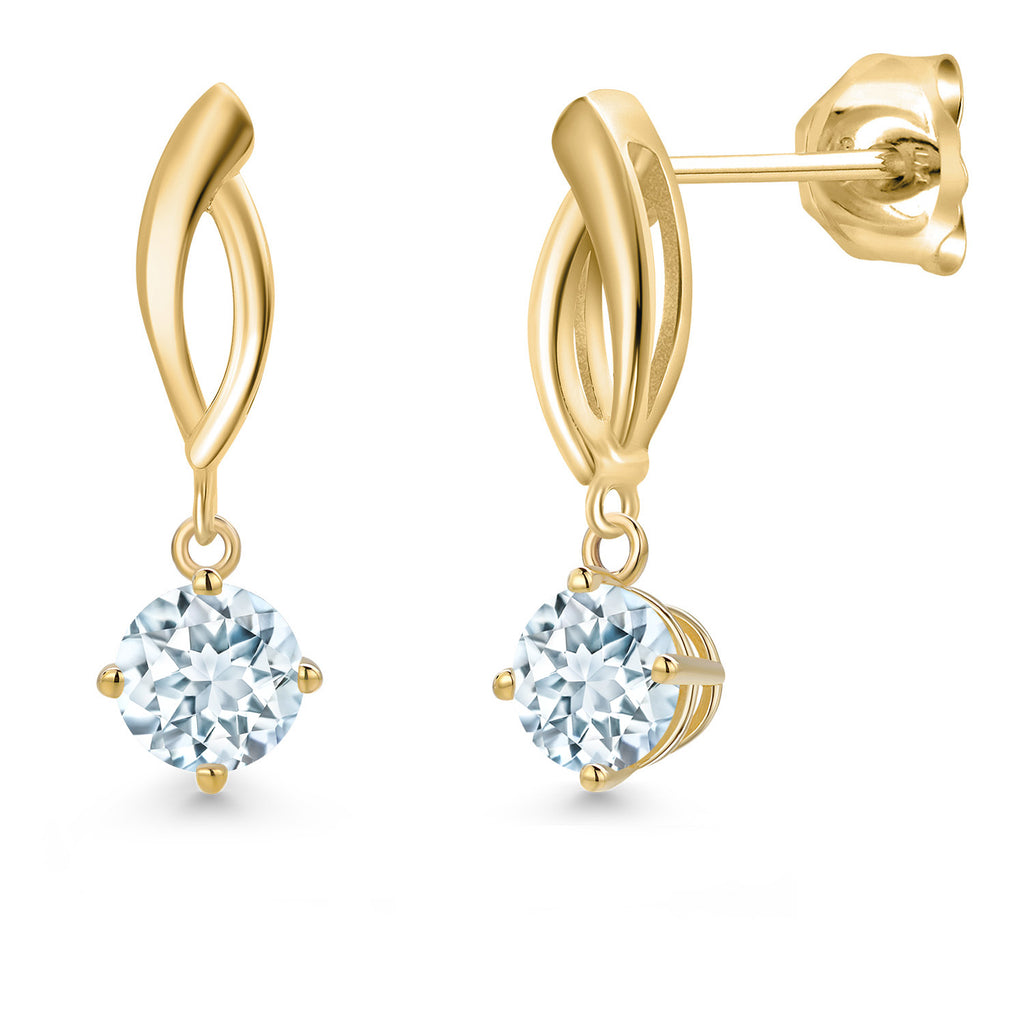 Aquamarine - March_Earrings in 10K Yellow Gold