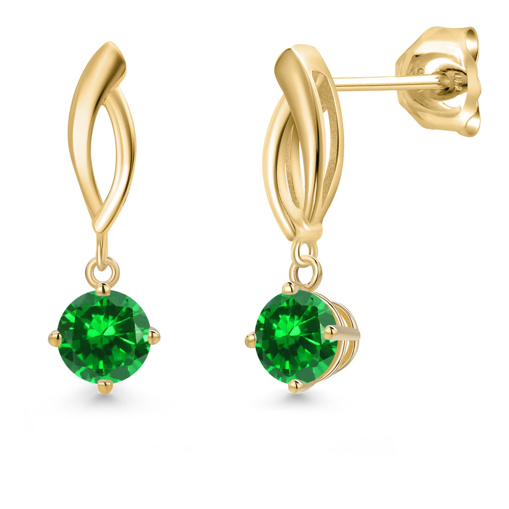 Created Emerald - May_Earrings in 10K Yellow Gold