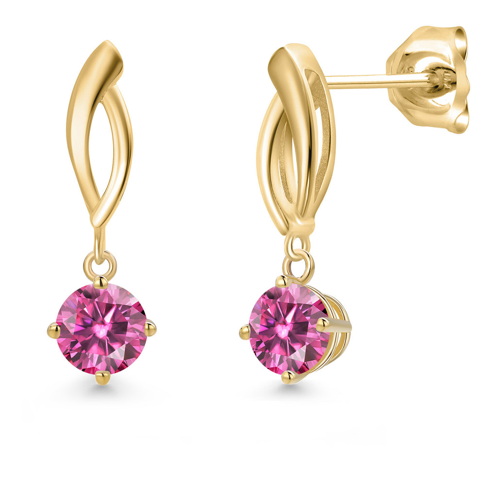 Pink Moissanite - April_Earrings in 10K Yellow Gold