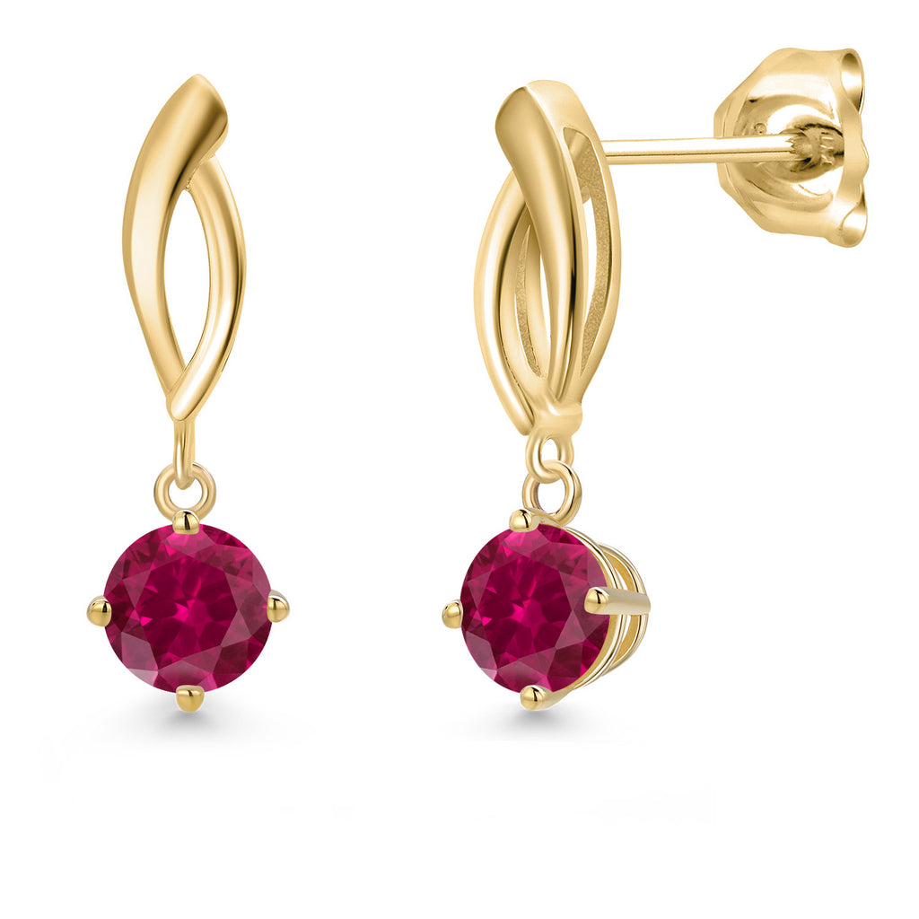 Created Ruby - July_Earrings in 10K Yellow Gold