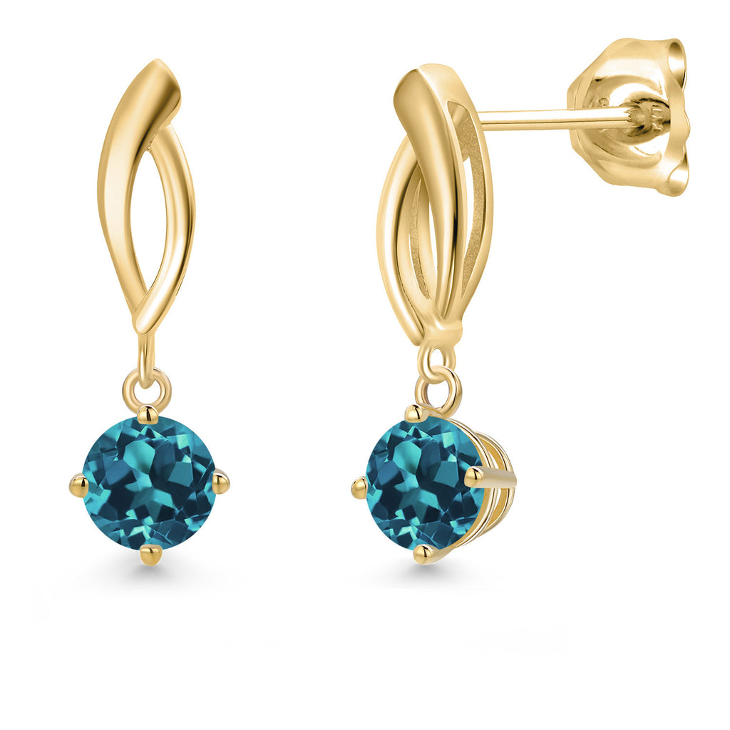 London Blue Topaz - November_Earrings in 10K Yellow Gold