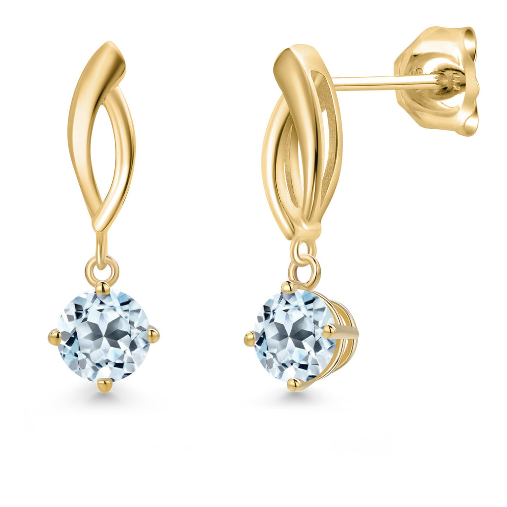 Sky Blue Topaz - November_Earrings in 10K Yellow Gold