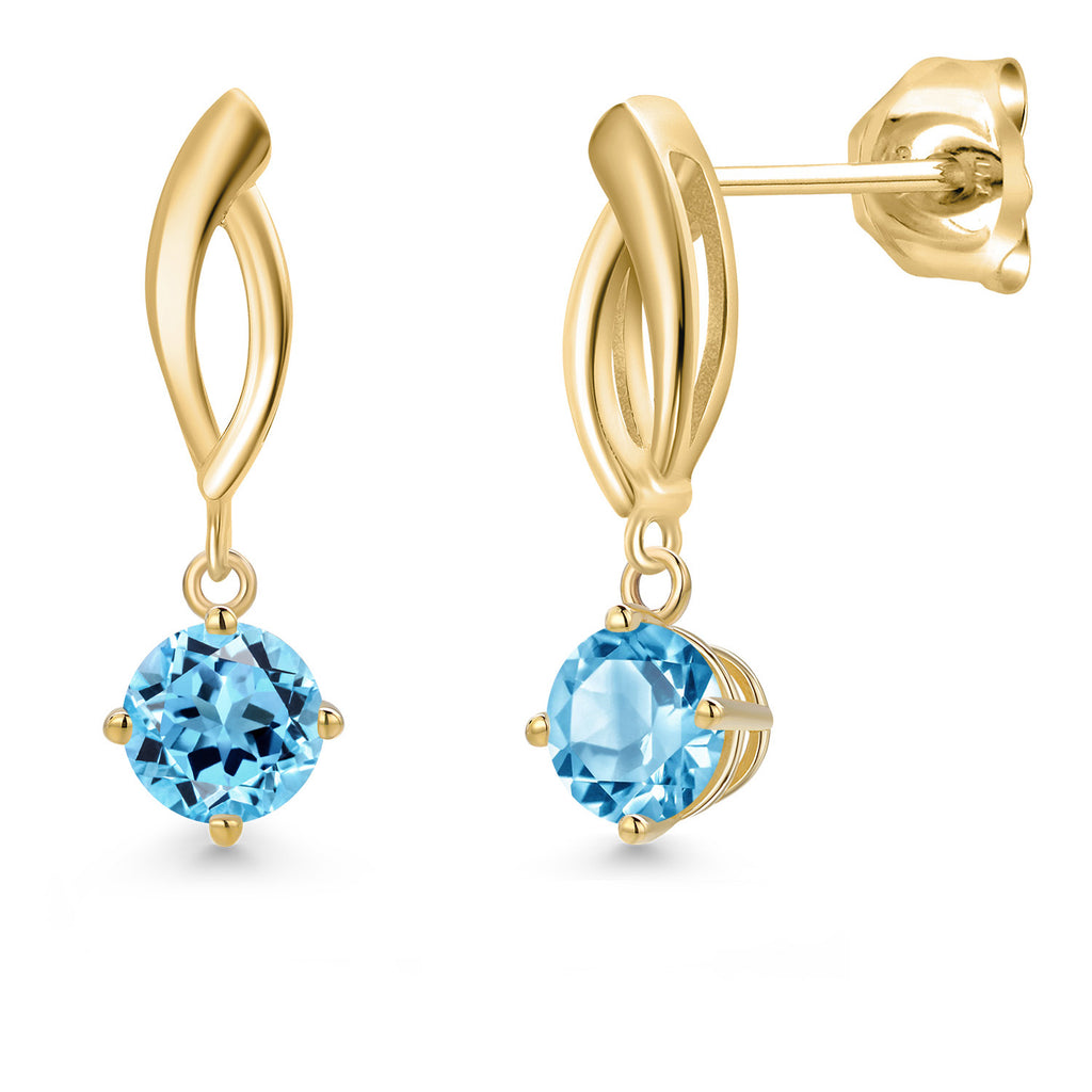 Swiss Blue Topaz - November_Earrings in 10K Yellow Gold