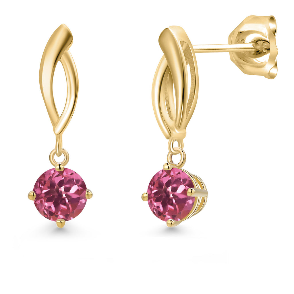 Pink Tourmaline - October_Earrings in 10K Yellow Gold